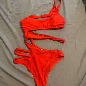 Express red cut-out one piece swimsuit